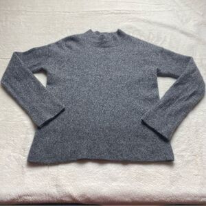 Harper Lane Gray Heather 100% Cashmere Mock Neck Long Sleeve Sweater Size Medium